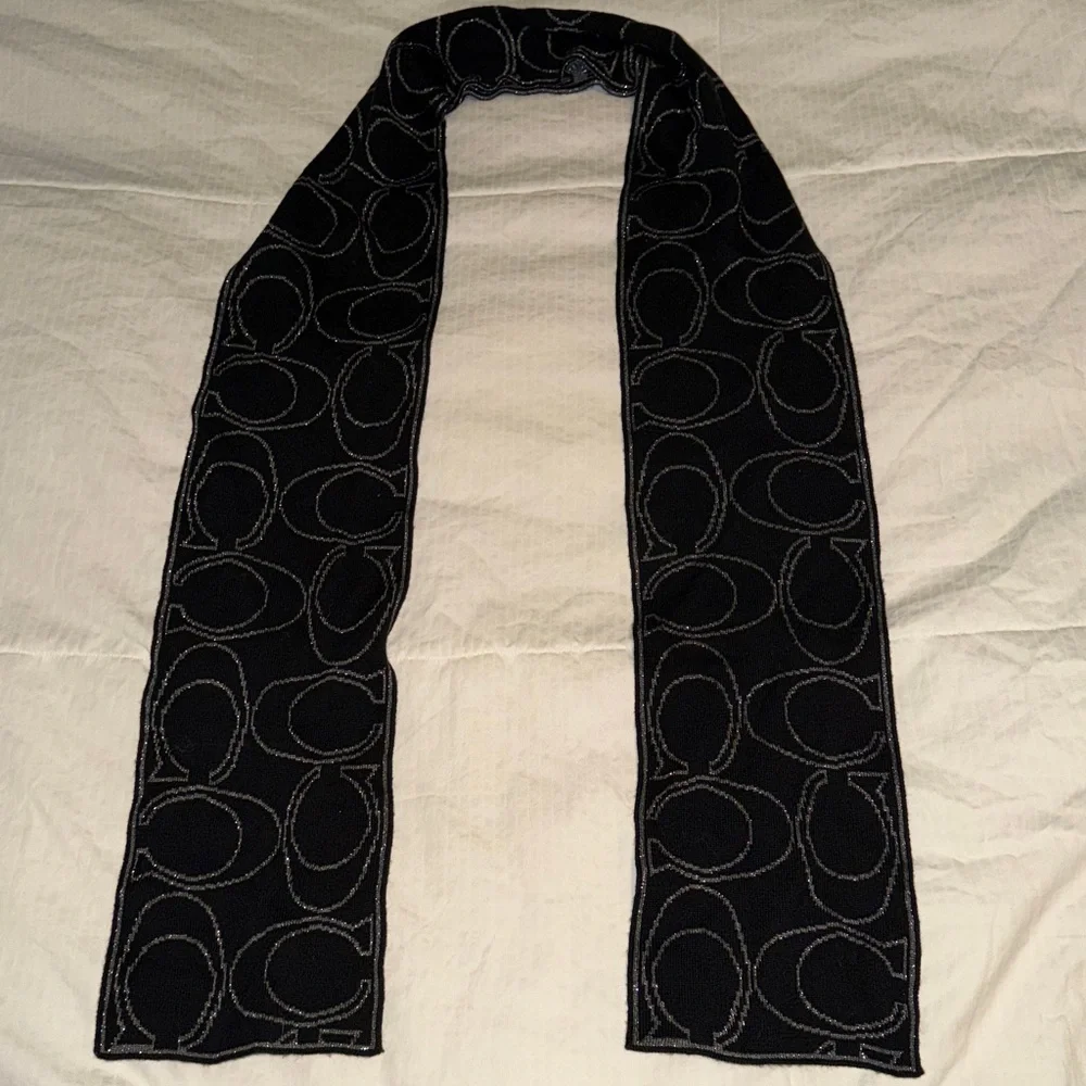 Coach Reversible Sparkly Logo Scarf